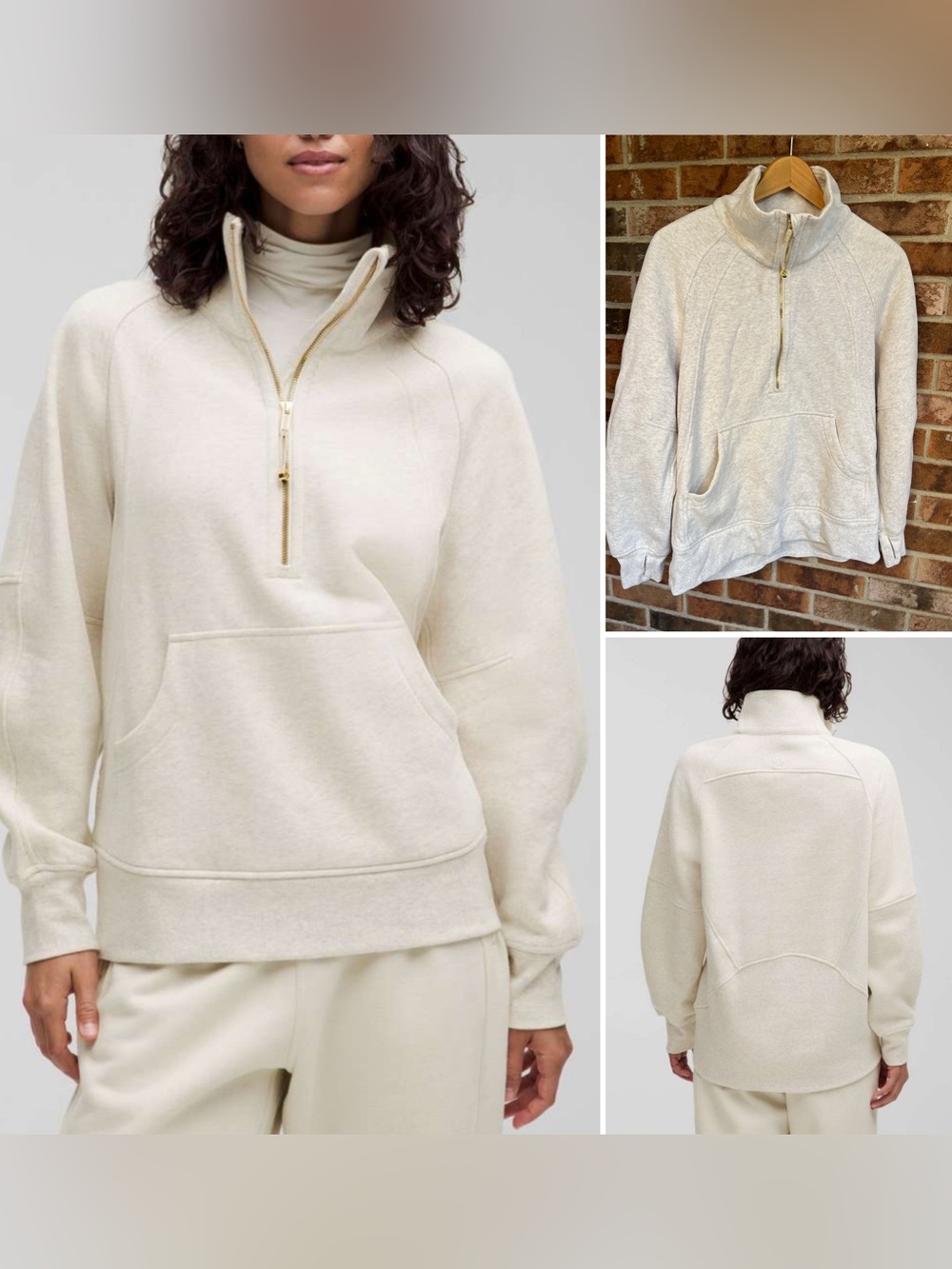 Lululemon 2024 Scuba Oversized Funnel-Neck Half Zip *Long Heathered Bone / Gold